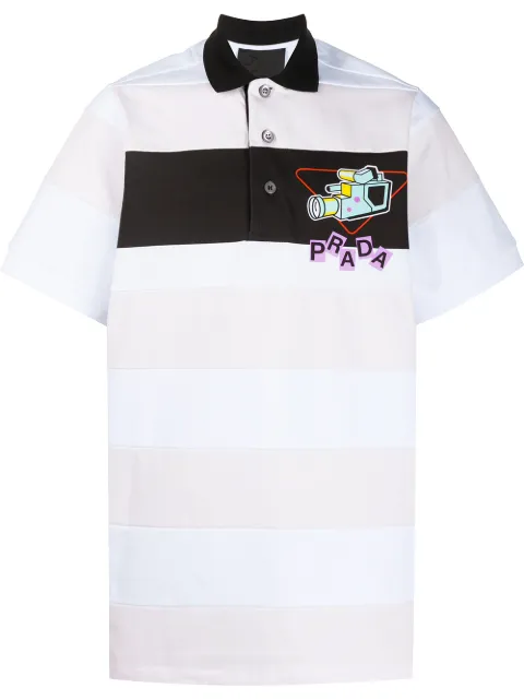 Prada oversized stripe polo shirt White UJN640S2011WB8