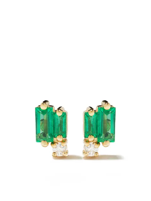 Suzanne Kalan 18kt yellow gold Fireworks emerald and diamond studs Gold BAE400EYG