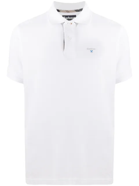 Barbour logo embroidered polo shirt White BAPOL0119MML0012