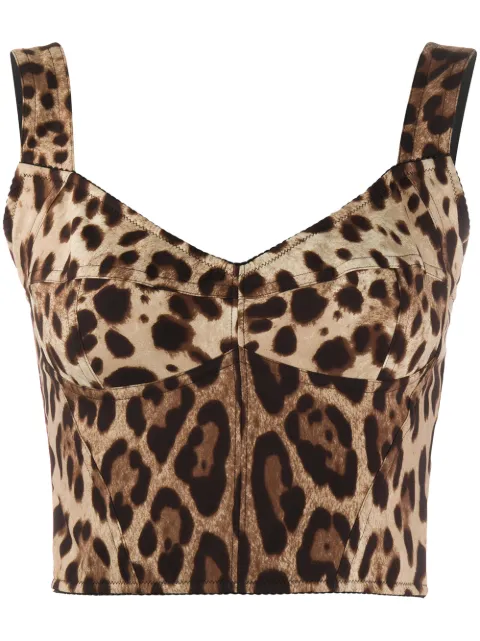 Dolce & Gabbana leopard-print bustier top Brown F7W98TFSADD