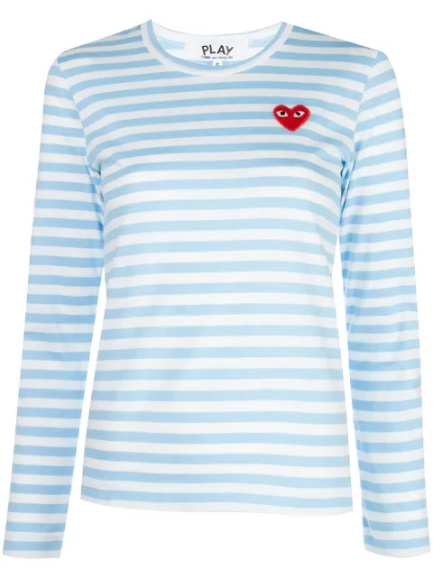 Comme Des Garçons Play striped long sleeve top Blue P1T277051