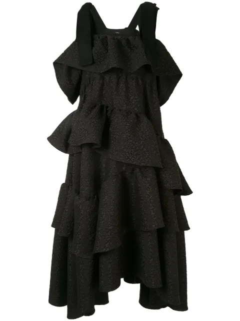 Goen.J tiered midi dress Black GJ20SSDS03