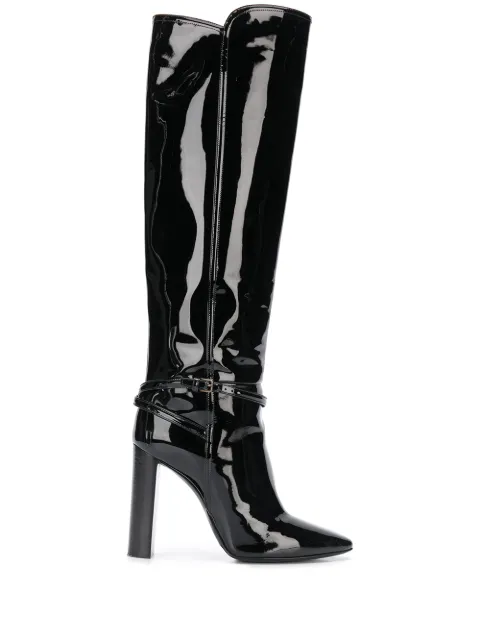 Saint Laurent patent-leather knee-high boots Black 6337271TV00