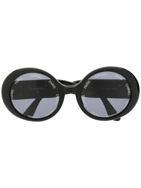 CHANEL Pre-Owned 1990s CC round sunglasses Black SU0194994305