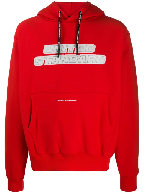 United Standard drawstring logo print hoodie Red 20SUSSH06