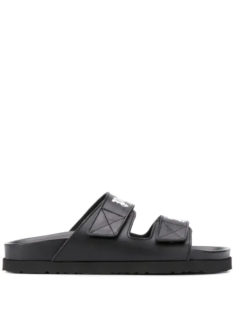 Palm Angels touch strap logo print slides Black PWIH010C99LEA0011001