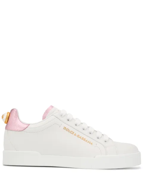 Dolce & Gabbana Portofino logo-tag leather sneakers White CK1602AN298