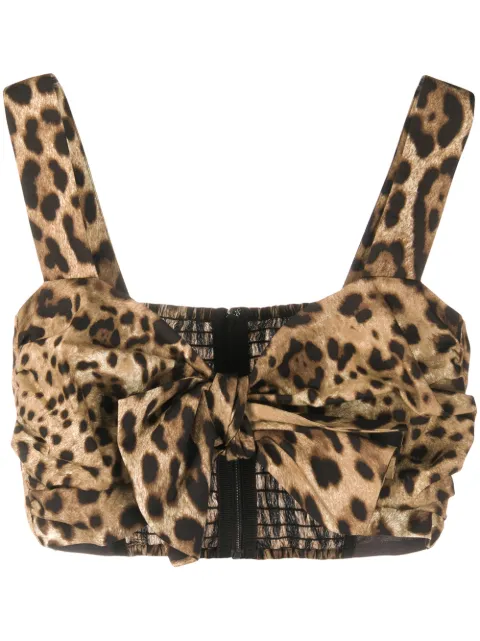 Dolce & Gabbana leopard-print poplin crop top Neutrals F74H5THS5E3