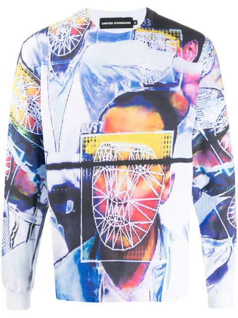 United Standard face print long sleeve T-shirt White 20SUSLS11