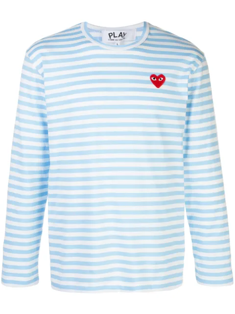 Comme Des Garçons Play striped logo T-shirt Blue P1T278