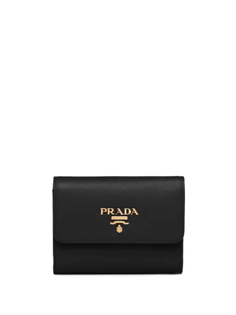 Prada logo plaque wallet Black 1MH025QWA