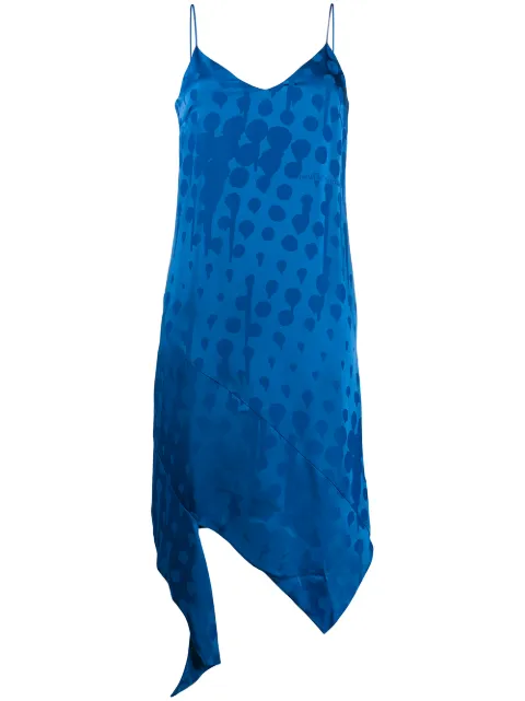 Off-White jacquard-woven slip dress Blue OWDB230S20FAB0014700
