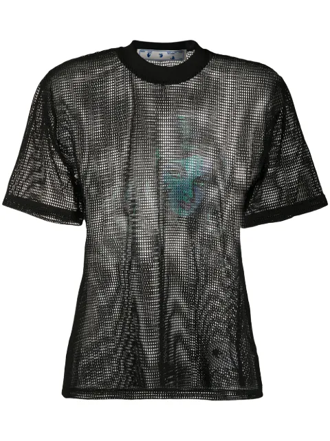 Off-White printed net top Black OWAD113S20FAB0011045