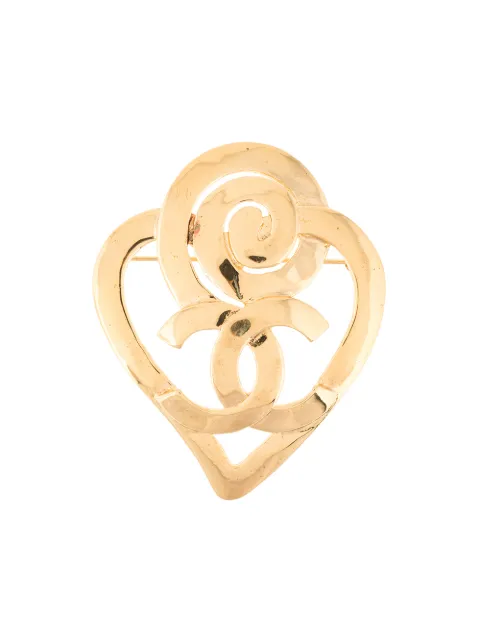 CHANEL Pre-Owned 1995 CC heart brooch Gold B95P