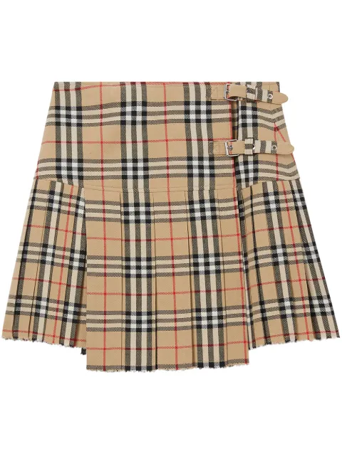 Burberry pleated Check wool mini kilt Neutrals 8025832