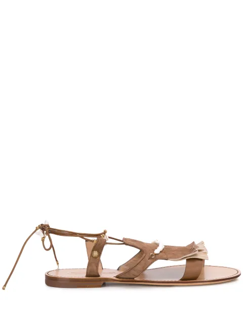 Santoni open toe beaded-fringed sandals Black WHRS58540HI1TLNWE49