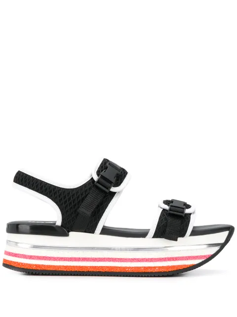 Hogan H222 platform mesh sandals Black HXW5040CN30N730002