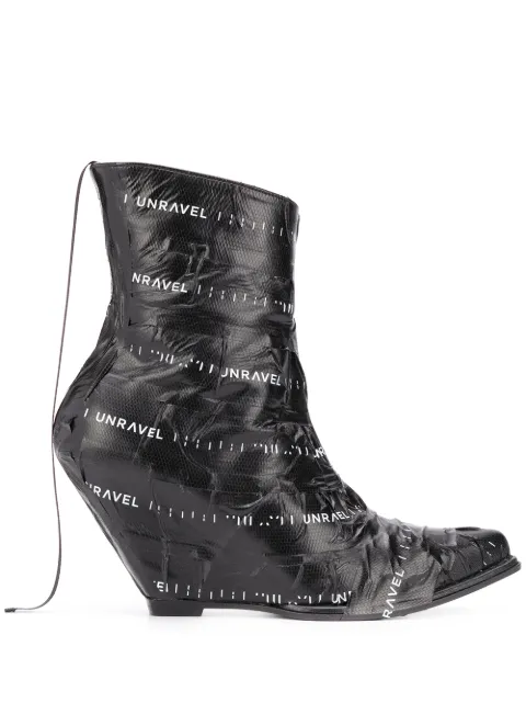 UNRAVEL PROJECT logo tape wedge boots Black UWIA024R20LEA0021001