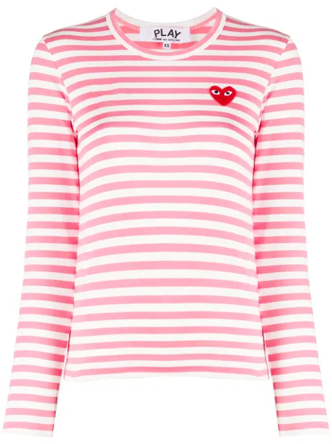 Comme Des Garçons Play striped cotton sweatshirt Pink P1T277