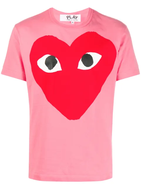 Comme Des Garçons Play heart print round neck T-shirt Pink P1T274