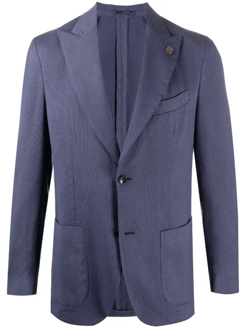 Lardini fine knit buttoned blazer Blue EI395AV96EIR54204