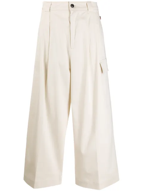 Woolrich cropped palazzo trousers Neutrals WWTR0047FRUT2244