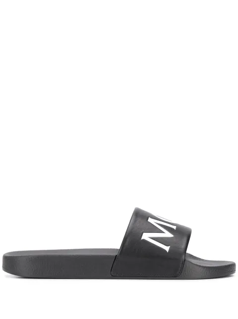 Moncler logo-print slides Black F109A4C7024002S7U