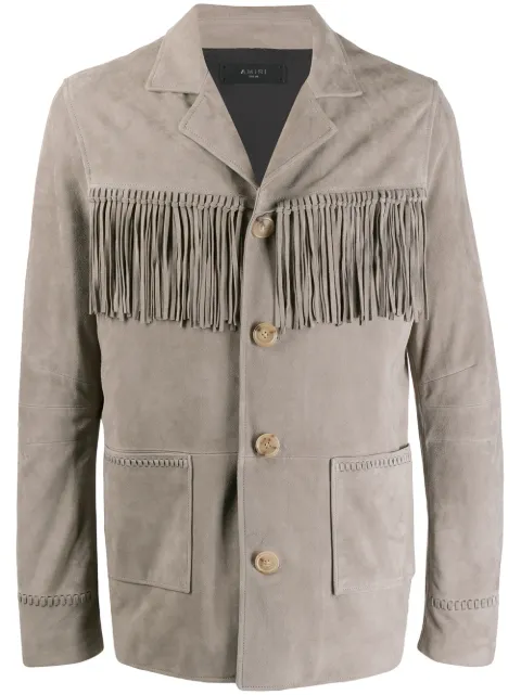 AMIRI textured fringe shirt jacket Grey Y0M04208SU