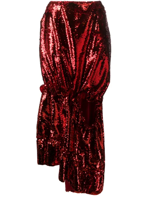 Simone Rocha sequin split seam midi dress Red 33710328