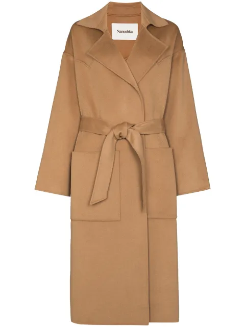 Nanushka Alamo belted midi coat Brown NW20CROW00874W