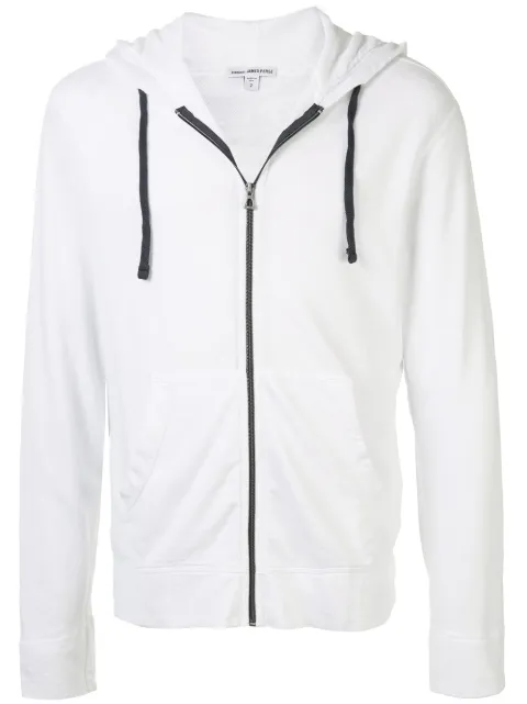 James Perse plain zipped hoodie White MXA2130