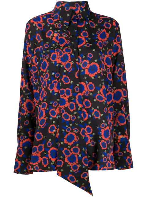 Rokh floral-print tie-insert shirt Black R0CA109
