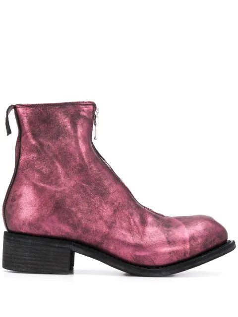 Guidi metallic ankle boots Purple PL1LAMINATED