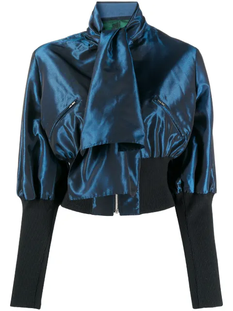 Jean Paul Gaultier Pre-Owned 1991 pussy bow zipped jacket Blue JPG2185
