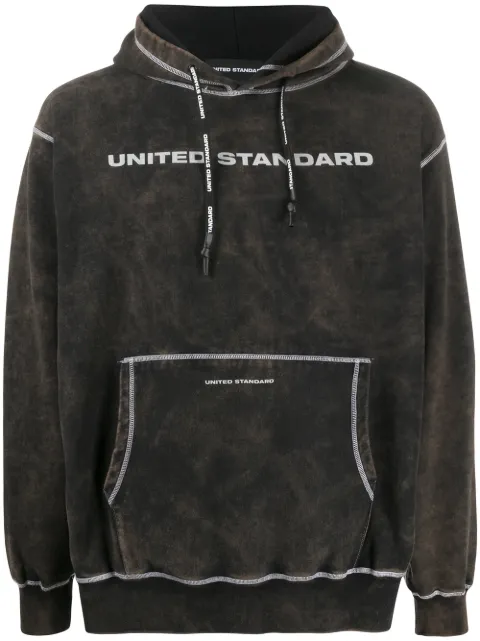 United Standard logo print hoodie Black 20SUSSH02