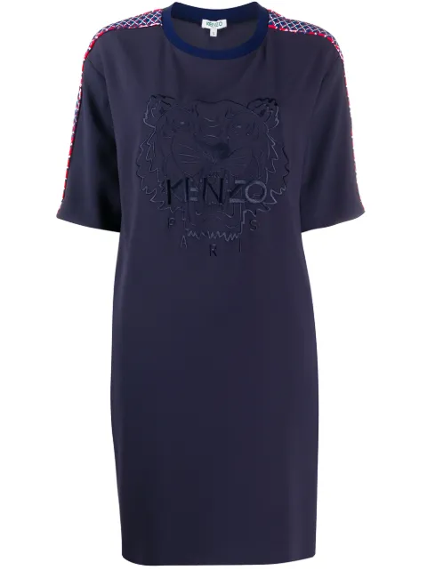 Kenzo logo-embroidered shift dress Blue FA52RO0645AC
