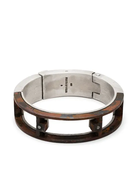 Parts of Four two-tone distressed cuff bracelet Silver 16072