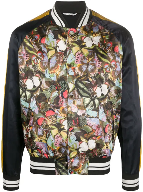 Valentino Garavani butterfly-print bomber jacket Yellow VCI0A042F
