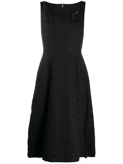 Comme Des Garçons monogram A-line midi dress Black GEO021051