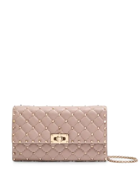 Valentino Garavani Rockstud Spike nappa leather crossbody clutch bag Neutrals WB0137NAP