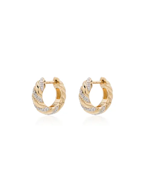 Yvonne Léon 18kt yellow gold diamond huggie hoop earrings Gold PCREOLTORSDIAOJ