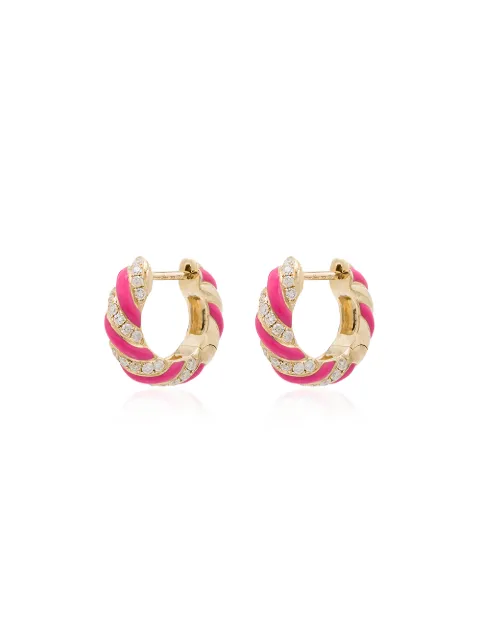 Yvonne Léon 9kt yellow gold diamond hoop earrings Gold PAIREDECREOLETORSADEEROSEOJ