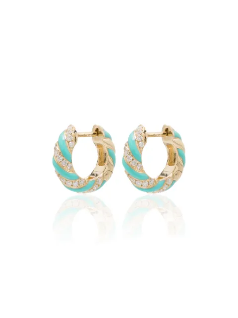 Yvonne Léon 9kt yellow gold diamond and enamel hoop earrings Gold PCREOLTORSTURQOJ