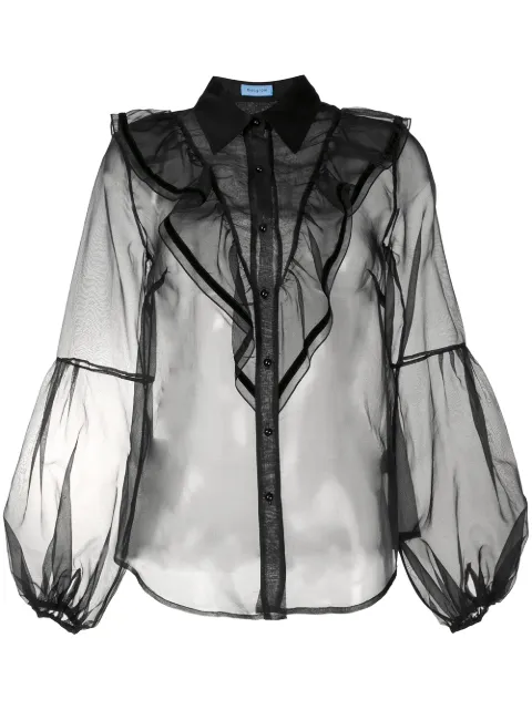 Macgraw Love Bird sheer blouse Black AV012BK