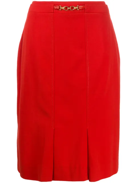 Celine Pre-Owned hook detail straight skirt Black 130555