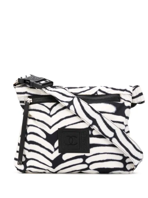 CHANEL Pre-Owned Sports Line abstract print shoulder bag White CHANELBAGBLACKWHITE