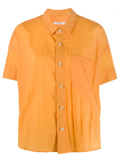 Julien David crinkled-effect short-sleeved shirt Orange BLS2004