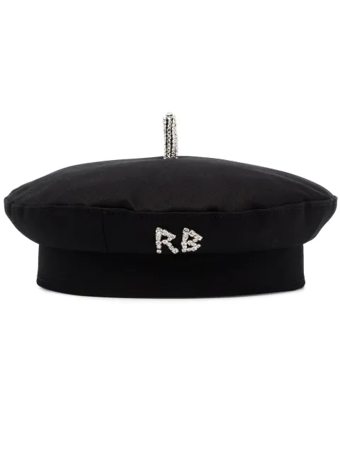 Ruslan Baginskiy crystal-logo cotton beret Black BRT033CDMD