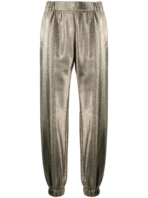 Saint Laurent metallic-effect tapered trousers Gold 606965Y279T