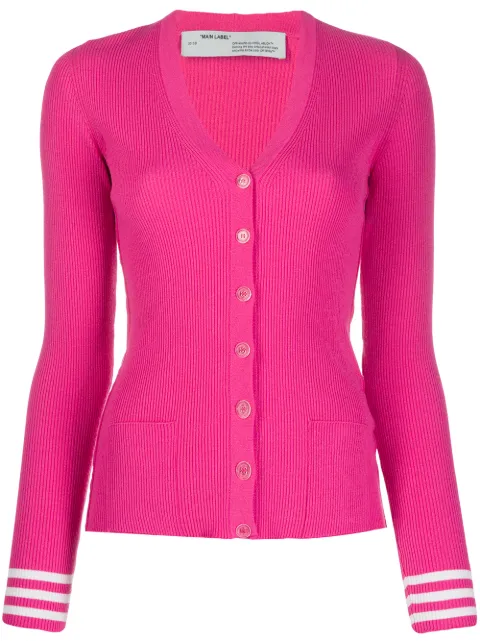 Off-White logo stripe cardigan Pink OWHB005R20H330682800